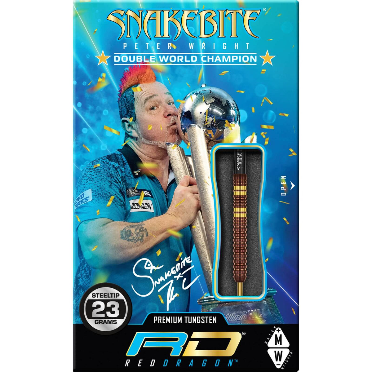 Darts - Red Dragon - Peter Wright Copper Fusion Darts - Steel Tip - 90% Tungsten - 21g 23g 