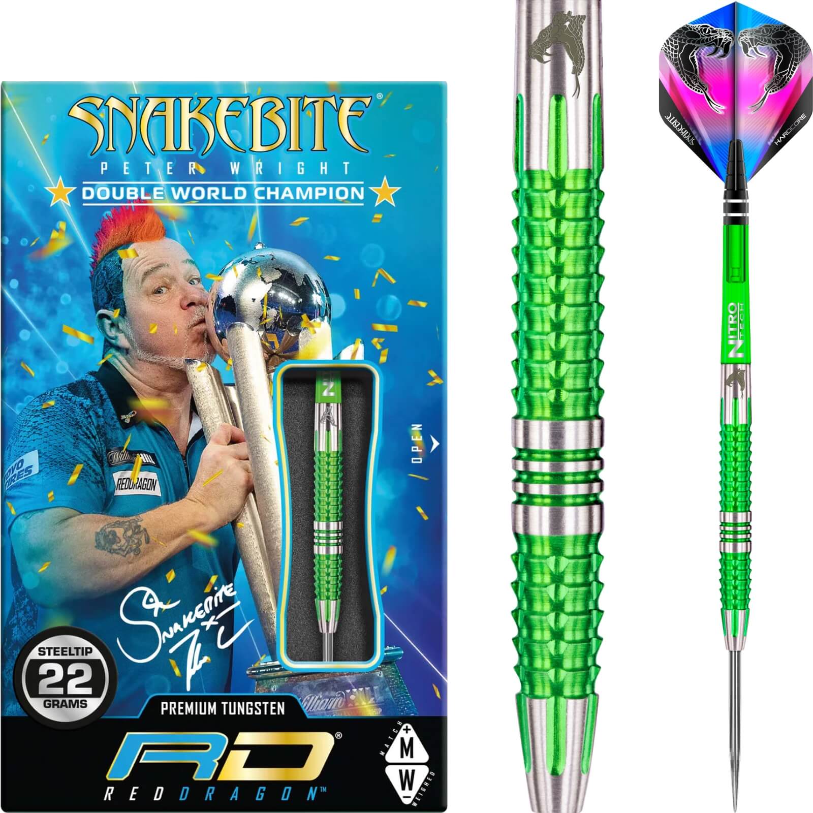 Red Dragon - Peter Wright Mamba 2 Darts - 90% Tungsten - 22g 24g