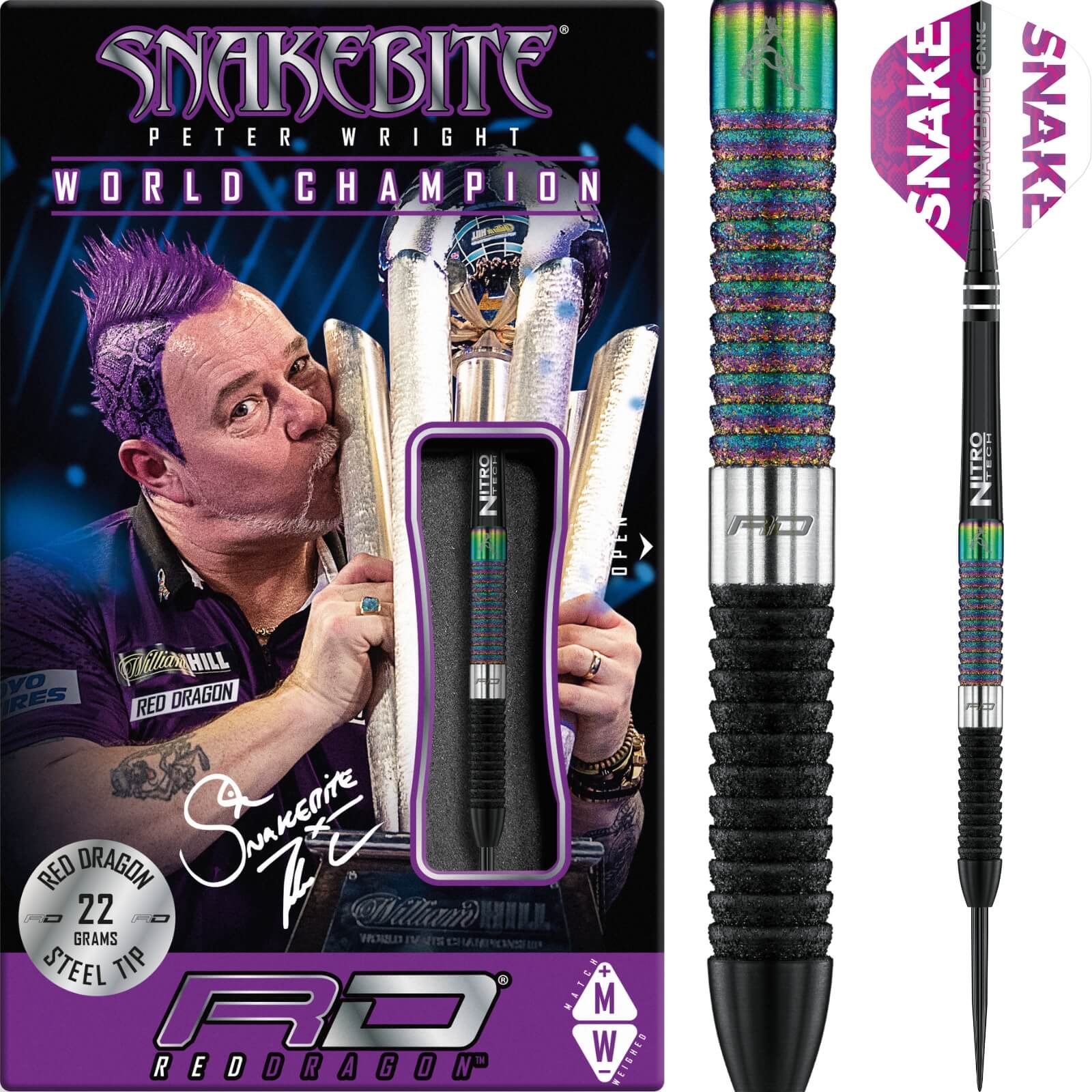 Darts - Red Dragon - Peter Wright World Champion Diamond Fusion SE Darts - Steel Tip - 90% Tungsten - 20g 22g 24g 