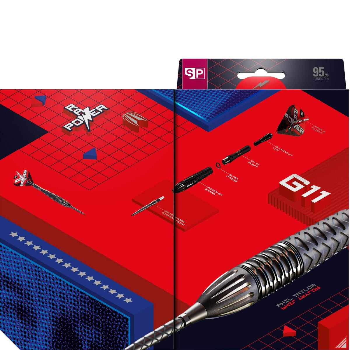 Darts - Target - Phil Taylor Gen 11 Darts - Swiss Point - Steel Tip - 95% Tungsten - 22g 24g 26g 