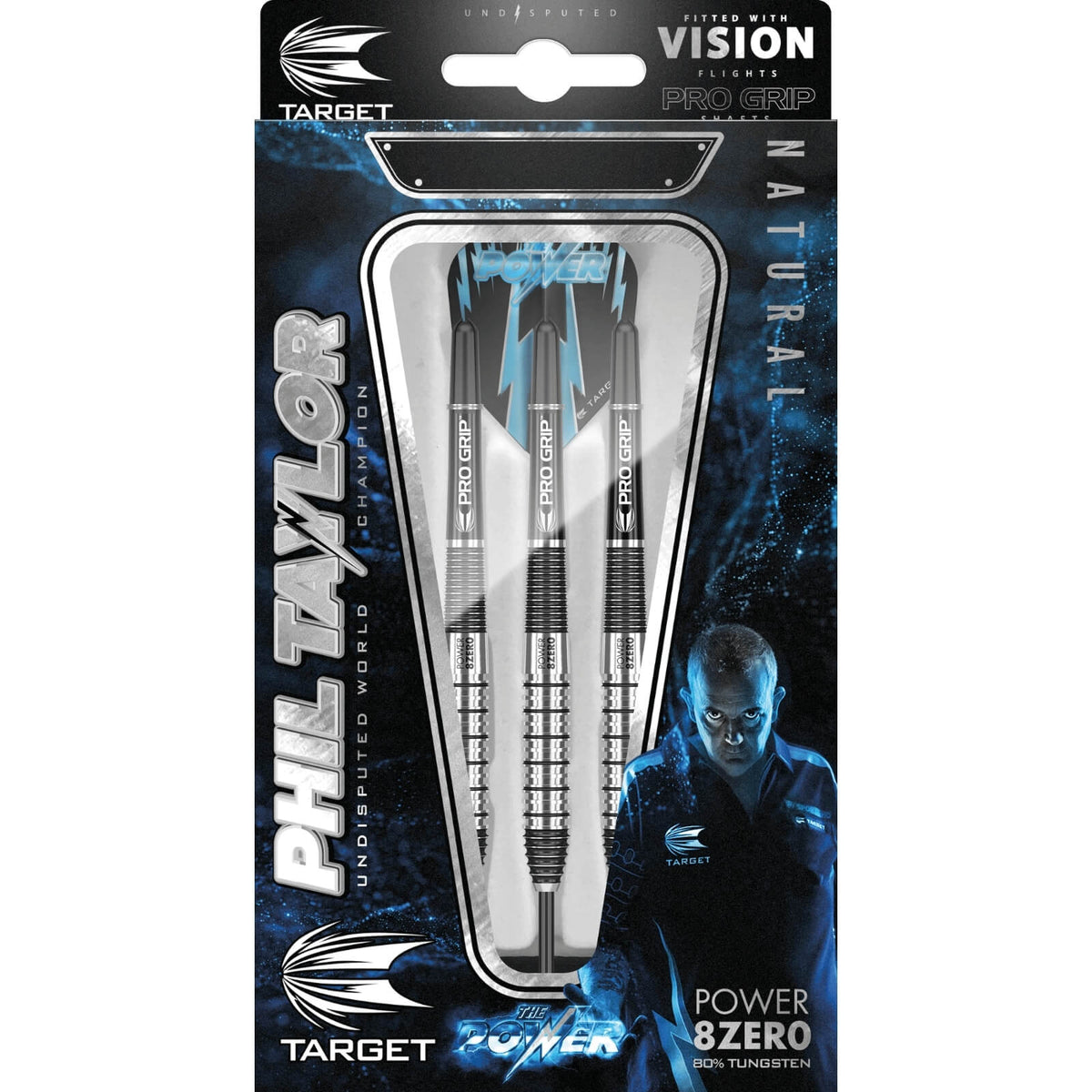 Darts - Target - Phil Taylor Power 8ZERO 2 Darts - Steel Tip - 80% Tungsten - 22g 24g 26g 