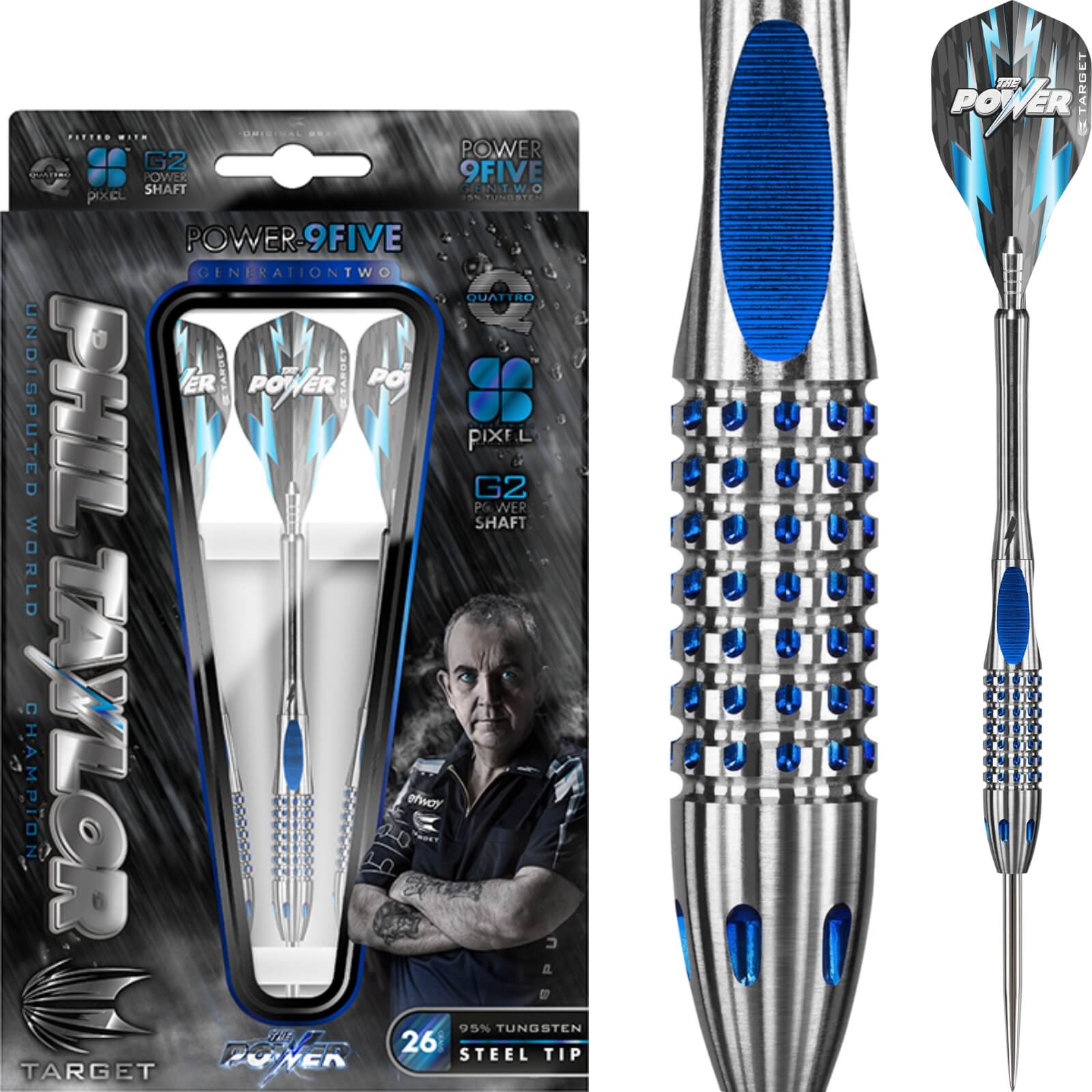 Darts - Target - Phil Taylor Gen 2 Darts - Steel Tip - 95% Tungsten - 22g 24g 26g 