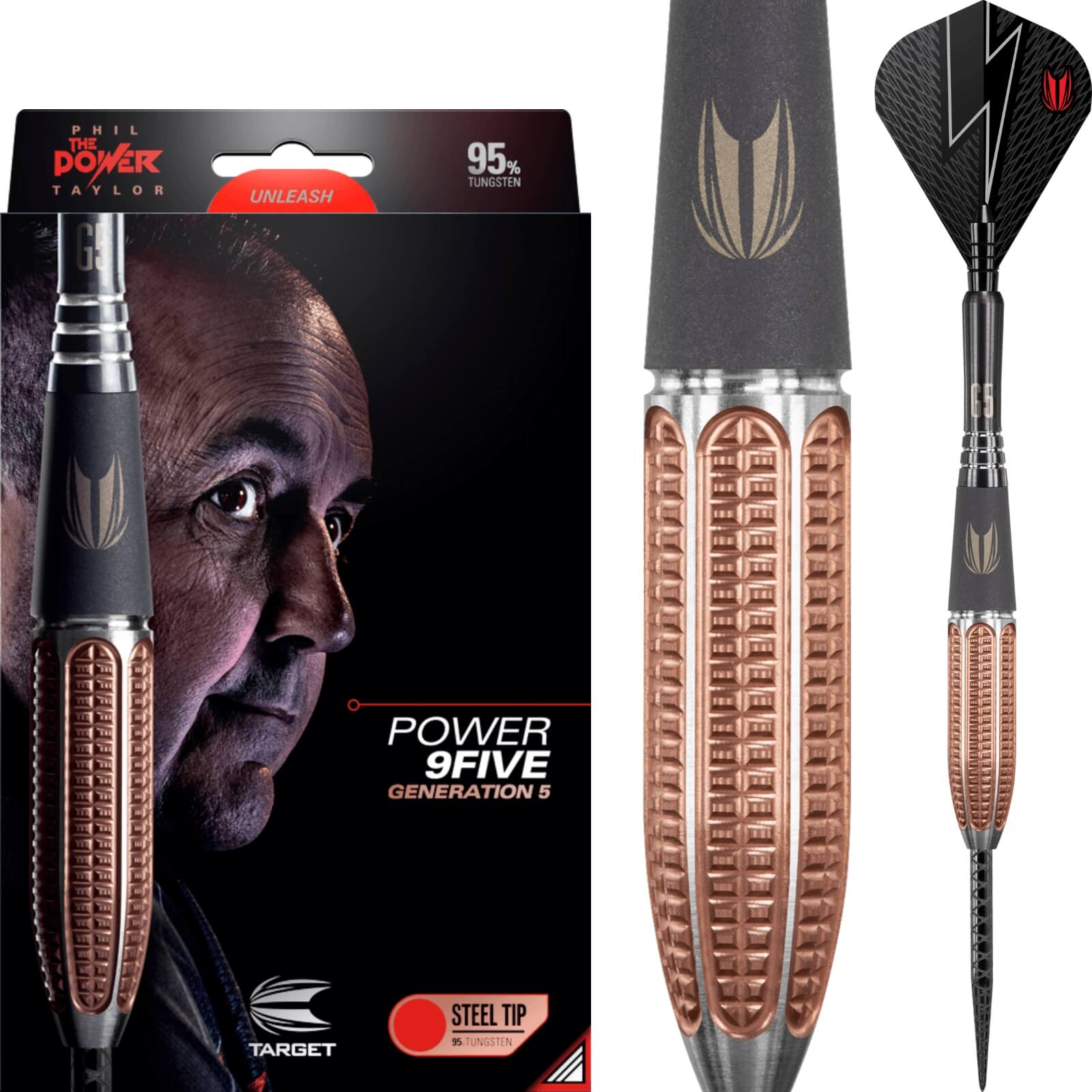 Darts - Target - Phil Taylor Gen 5 Darts - Steel Tip - 95% Tungsten - 22g 24g 26g