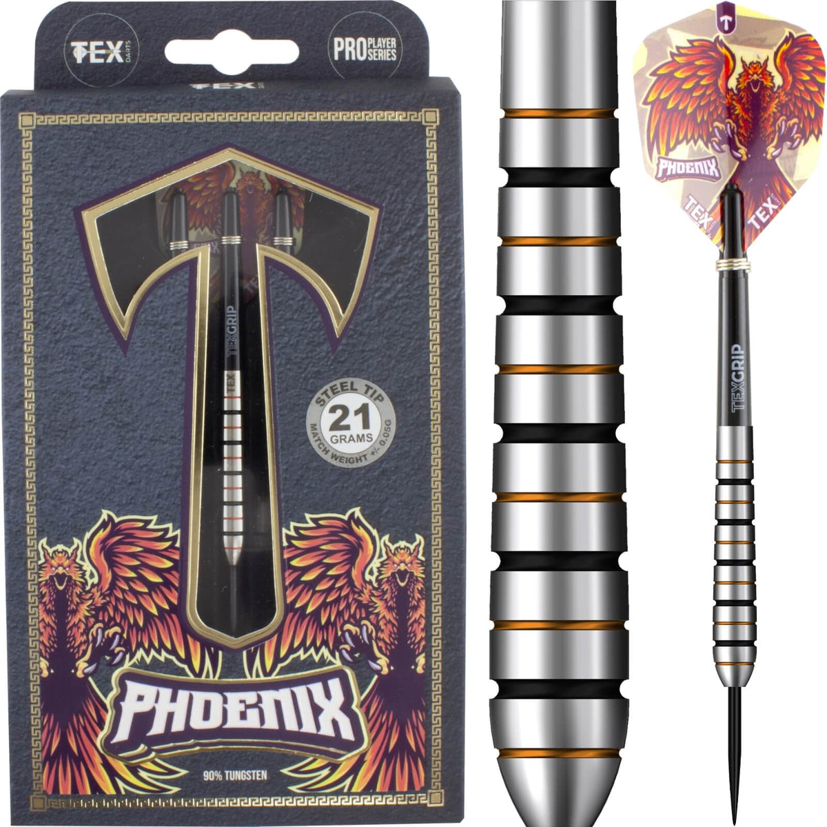 Darts - Tex - Phoenix Darts - Steel Tip - 90% Tungsten - 21g 23g 