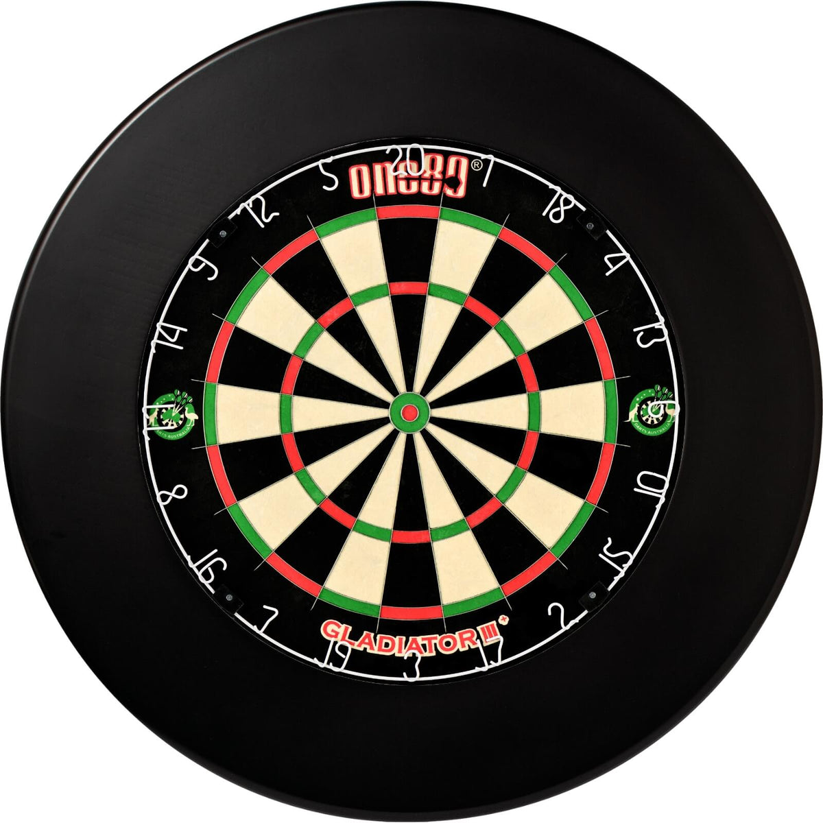 Surrounds &amp; Dartboards - Winmau - Plain Dartboard Surround &amp; Dartboard Bundle - Choose Your Board Black / One80 - Gladiator 3+