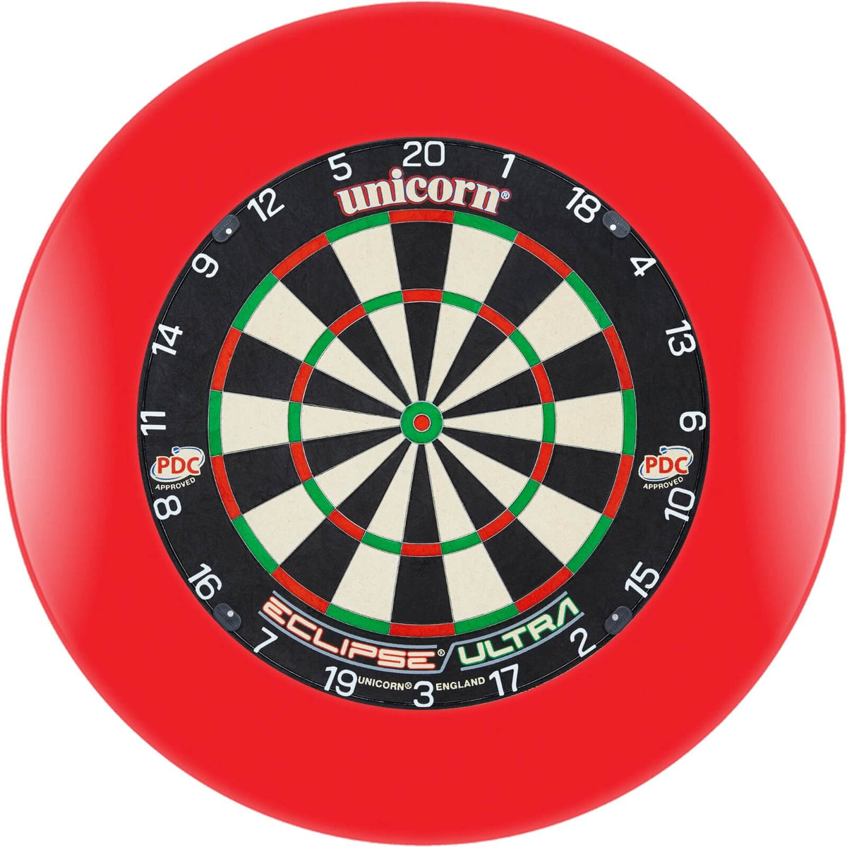 Surrounds &amp; Dartboards - Formula Sports - Plain Dartboard Surround &amp; Dartboard Bundle - Choose Your Board Red / Unicorn - Eclipse Ultra