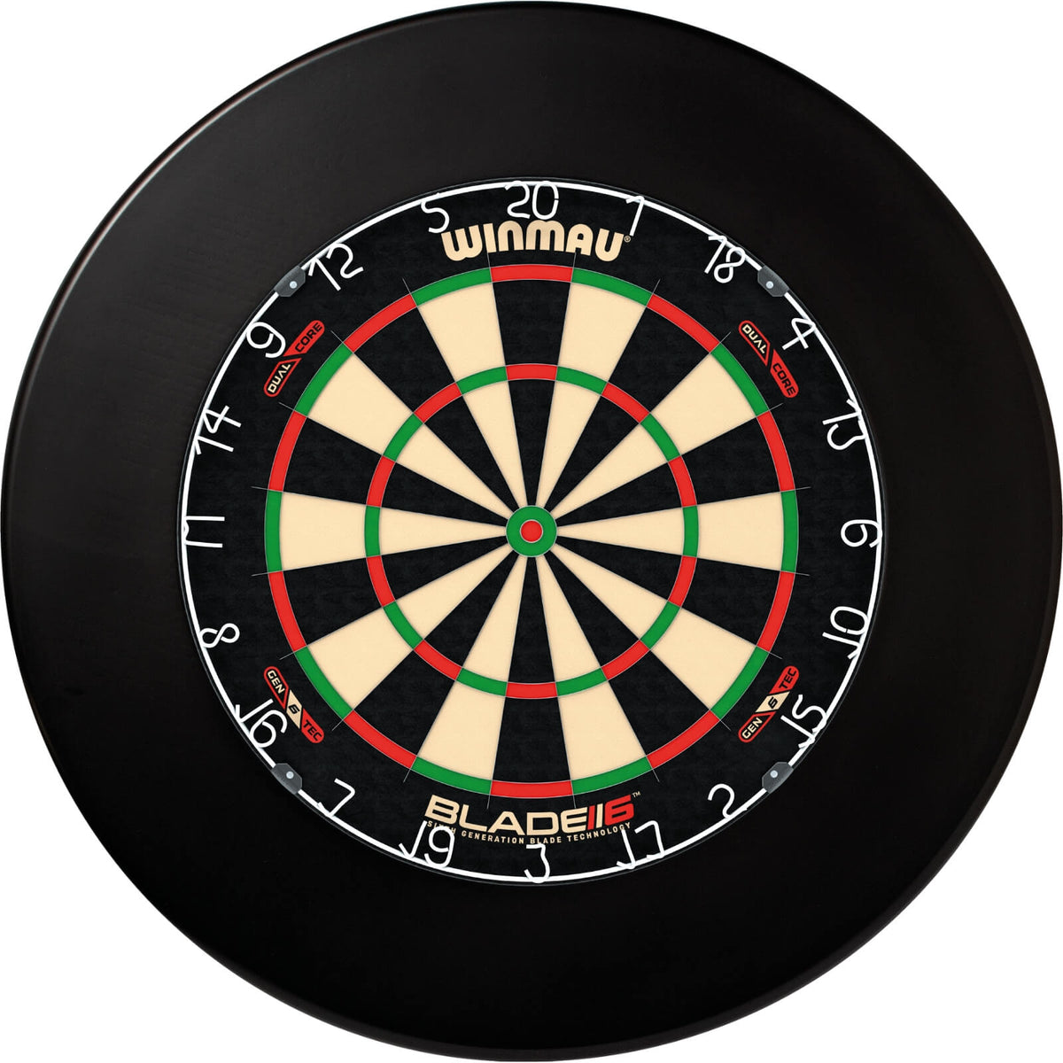 Surrounds &amp; Dartboards - Winmau - Plain Dartboard Surround &amp; Dartboard Bundle - Choose Your Board Black / Winmau - Blade 6 Dual Core