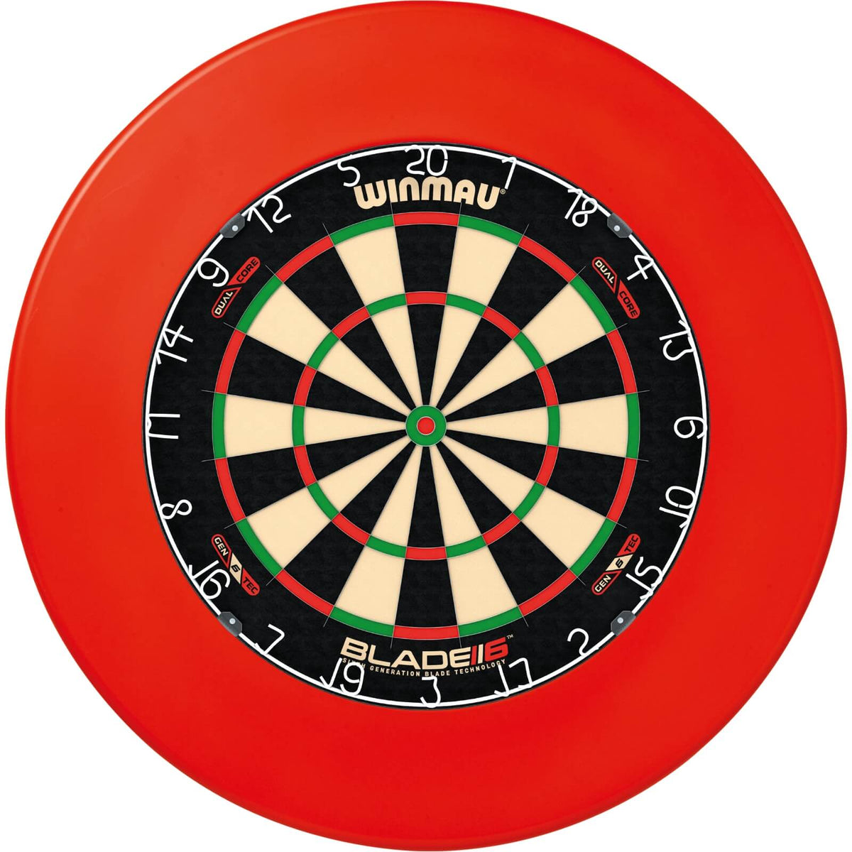 Surrounds &amp; Dartboards - Winmau - Plain Dartboard Surround &amp; Dartboard Bundle - Choose Your Board Red / Winmau - Blade 6 Dual Core