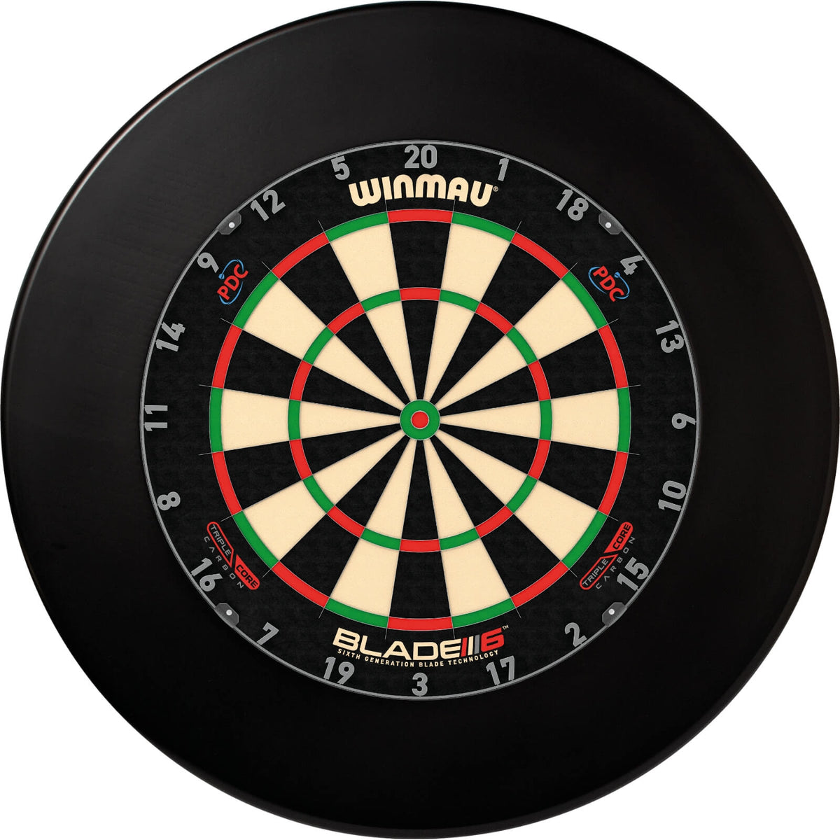 Surrounds &amp; Dartboards - Winmau - Plain Dartboard Surround &amp; Dartboard Bundle - Choose Your Board Black / Winmau - Blade 6 Triple Core