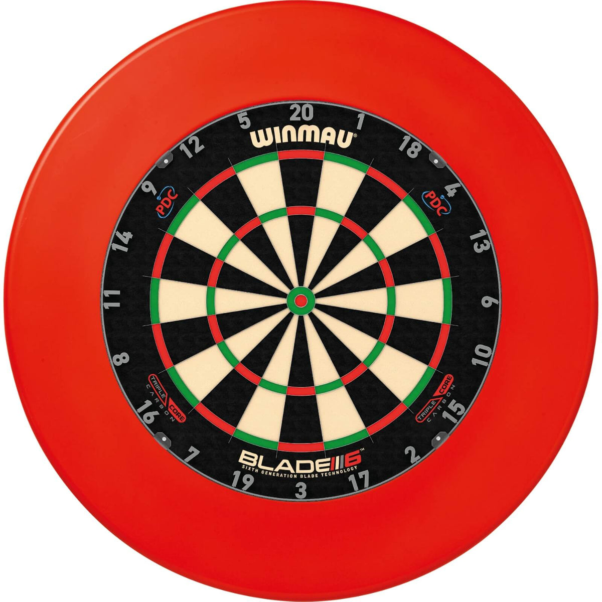 Surrounds &amp; Dartboards - Winmau - Plain Dartboard Surround &amp; Dartboard Bundle - Choose Your Board Red / Winmau - Blade 6 Triple Core