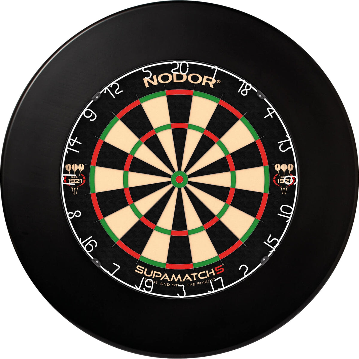 Surrounds &amp; Dartboards - Winmau - Plain Dartboard Surround &amp; Dartboard Bundle - Choose Your Board Black / Nodor - Supamatch 5