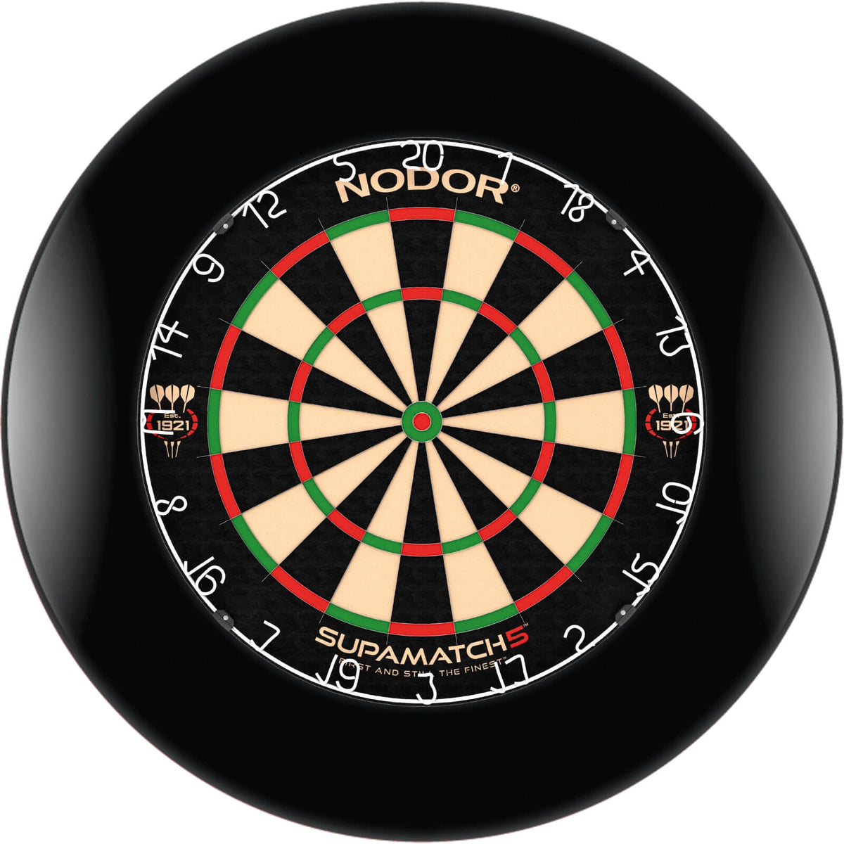 Surrounds &amp; Dartboards - Formula Sports - Plain Dartboard Surround &amp; Dartboard Bundle - Choose Your Board Black / Nodor - Supamatch 5