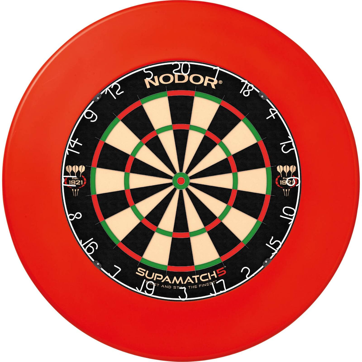 Surrounds &amp; Dartboards - Winmau - Plain Dartboard Surround &amp; Dartboard Bundle - Choose Your Board Red / Nodor - Supamatch 5