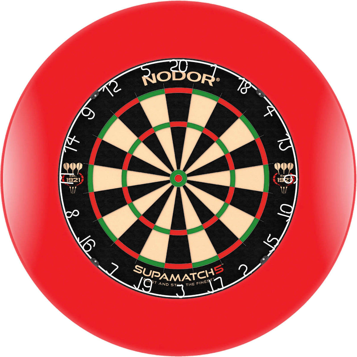 Surrounds &amp; Dartboards - Formula Sports - Plain Dartboard Surround &amp; Dartboard Bundle - Choose Your Board Red / Nodor - Supamatch 5