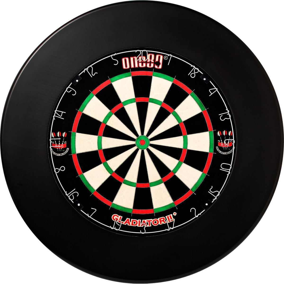 Surrounds &amp; Dartboards - Winmau - Plain Dartboard Surround &amp; Dartboard Bundle - Choose Your Board Black / One80 - Gladiator 2+