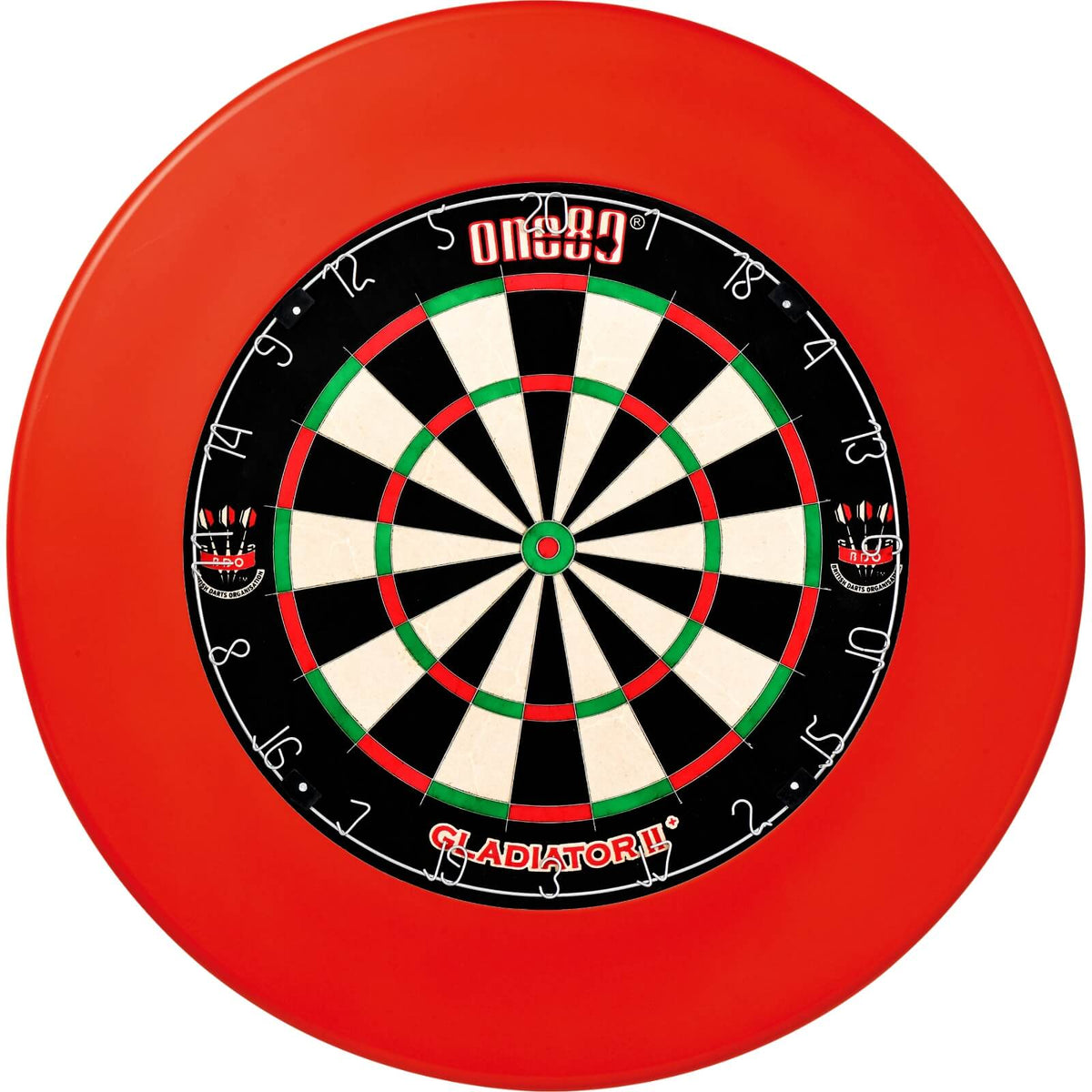 Surrounds &amp; Dartboards - Winmau - Plain Dartboard Surround &amp; Dartboard Bundle - Choose Your Board Red / One80 - Gladiator 2+