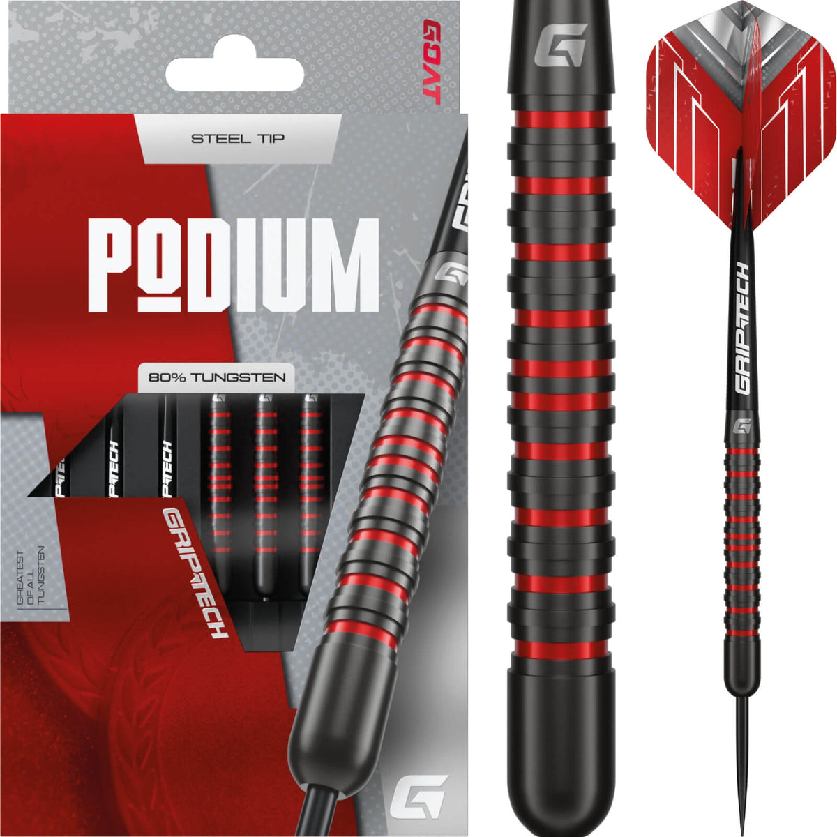 Darts - GOAT - Podium Black Darts - Steel Tip - 80% Tungsten - 20g 22g