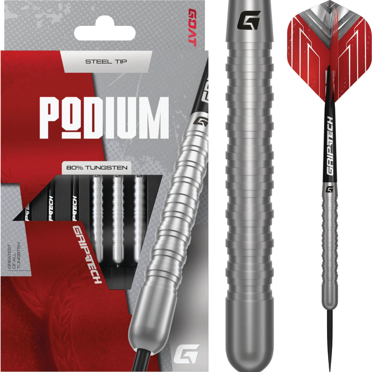 Darts - GOAT - Podium Silver Darts - Steel Tip - 80% Tungsten - 22g 24g