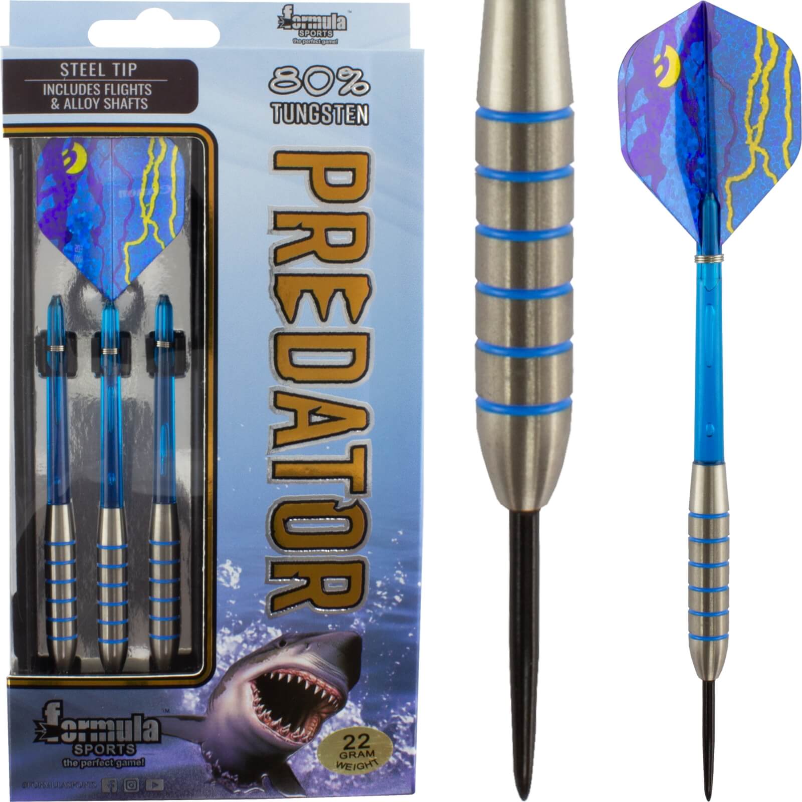 Darts - Formula Sports - Predator Darts - Steel Tip - 80% Tungsten - 22g 24g 