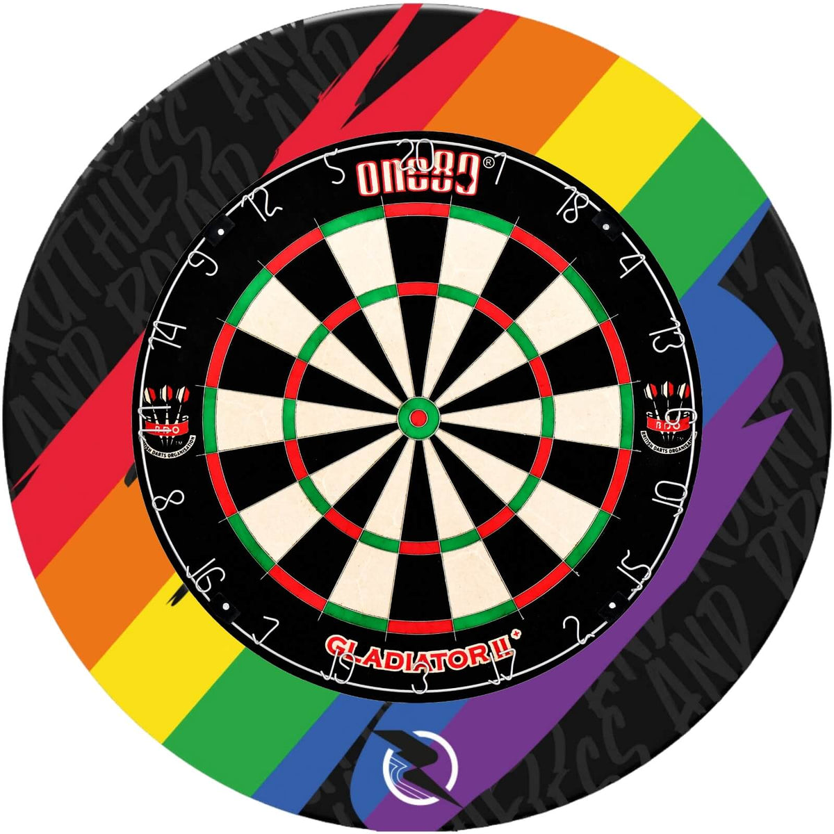 Surrounds &amp; Dartboards - Ruthless - Pride &amp; Proud Dartboard Surround &amp; Dartboard Bundle - Choose Your Board One80 - Gladiator 2+