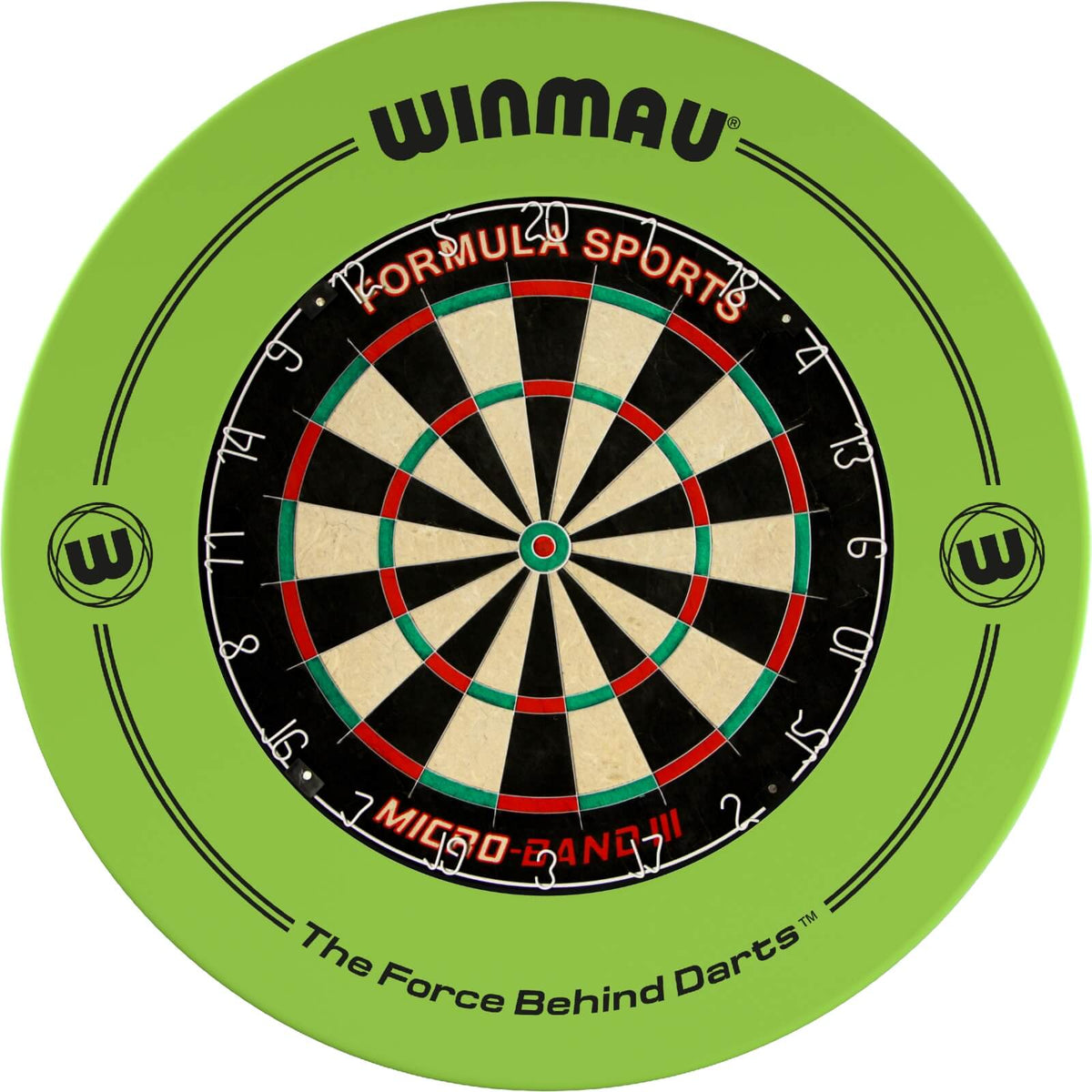 Surrounds &amp; Dartboards - Winmau - Printed Dartboard Surround &amp; Dartboard Bundle - Choose Your Board Green / Formula Sports - Micro Band 3