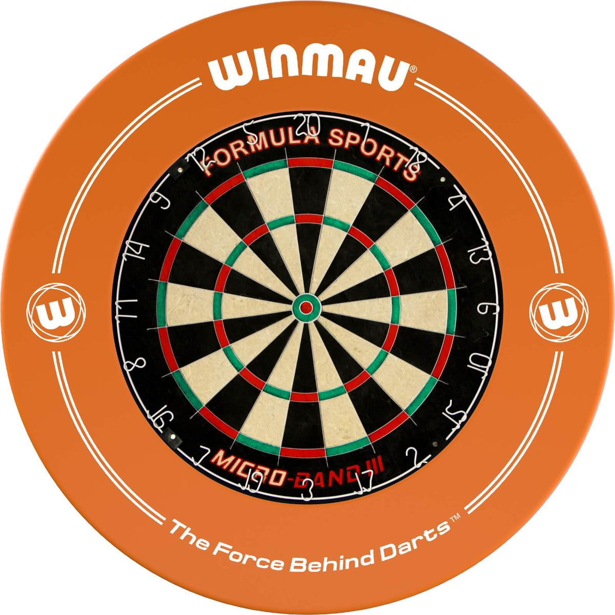 Surrounds &amp; Dartboards - Winmau - Printed Dartboard Surround &amp; Dartboard Bundle - Choose Your Board Orange / Formula Sports - Micro Band 3