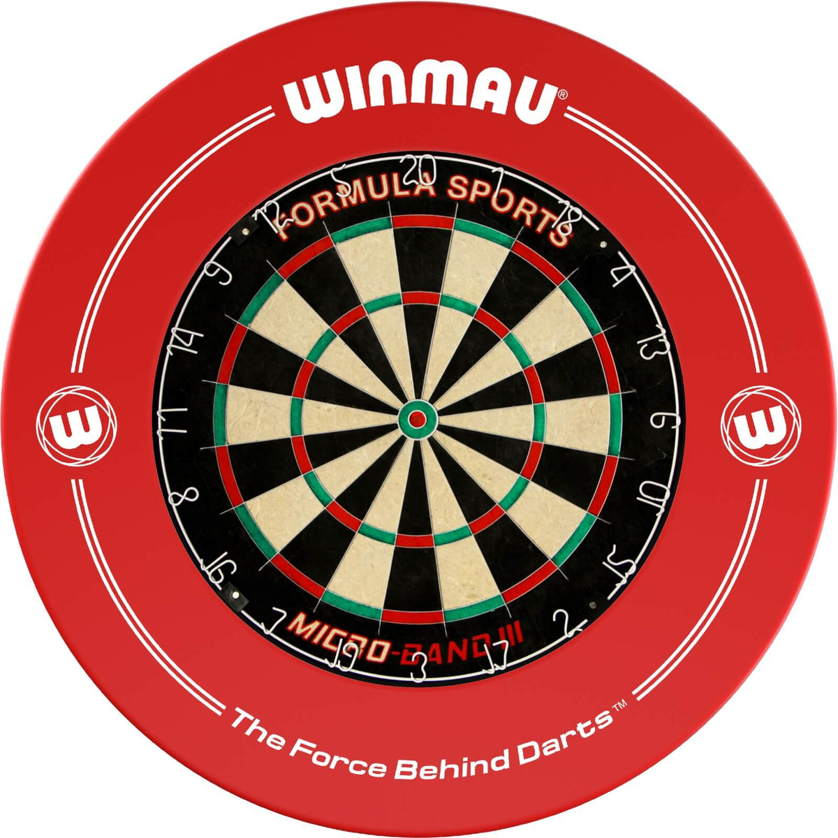 Surrounds &amp; Dartboards - Winmau - Printed Dartboard Surround &amp; Dartboard Bundle - Choose Your Board Red / Formula Sports - Micro Band 3