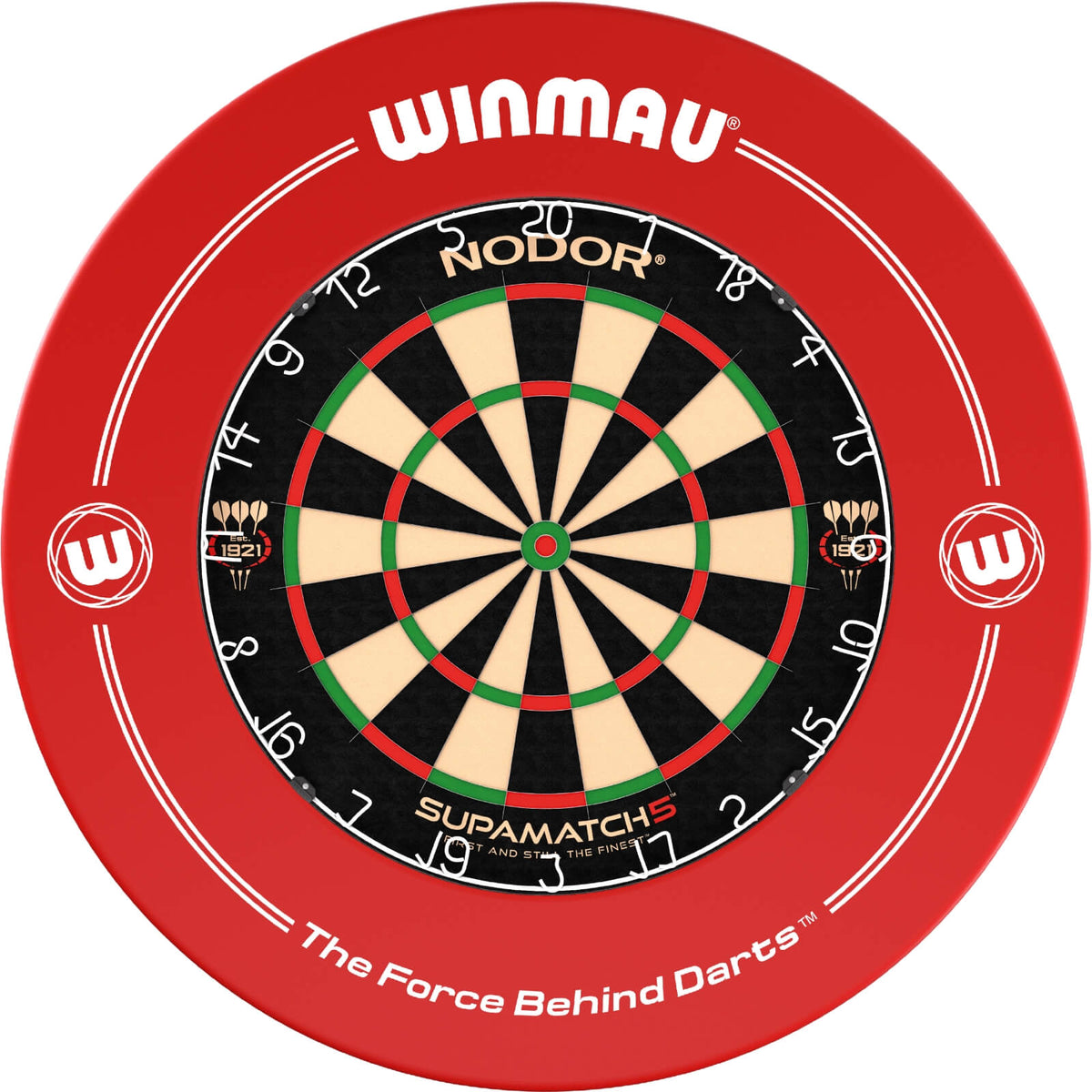 Surrounds &amp; Dartboards - Winmau - Printed Dartboard Surround &amp; Dartboard Bundle - Choose Your Board Red / Nodor - Supamatch 5