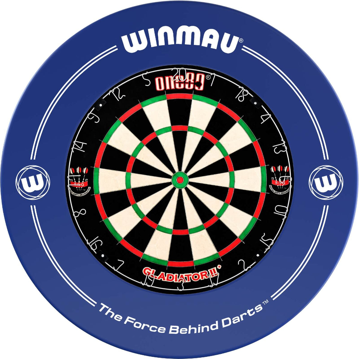 Surrounds &amp; Dartboards - Winmau - Printed Dartboard Surround &amp; Dartboard Bundle - Choose Your Board Blue / One80 - Gladiator 2+