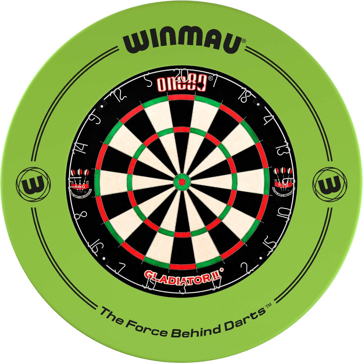 Surrounds &amp; Dartboards - Winmau - Printed Dartboard Surround &amp; Dartboard Bundle - Choose Your Board Green / One80 - Gladiator 2+