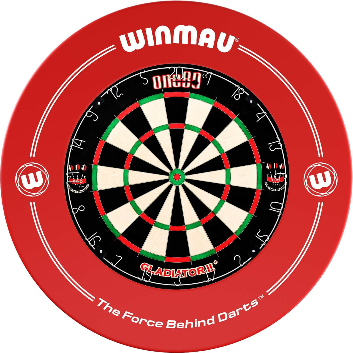 Surrounds &amp; Dartboards - Winmau - Printed Dartboard Surround &amp; Dartboard Bundle - Choose Your Board Red / One80 - Gladiator 2+