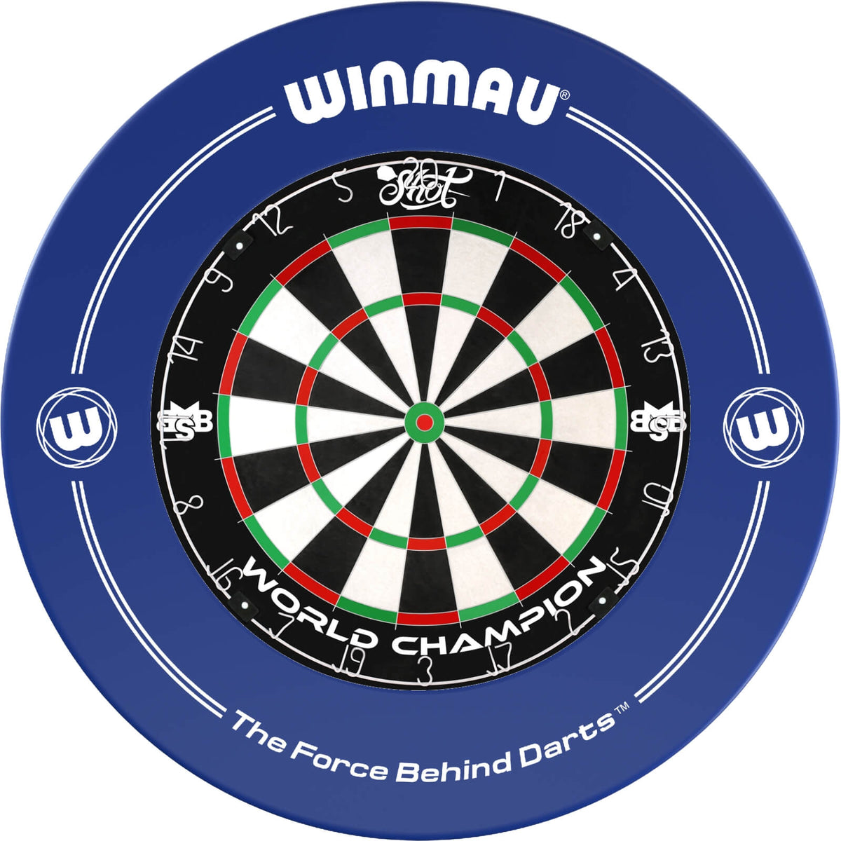 Surrounds &amp; Dartboards - Winmau - Printed Dartboard Surround &amp; Dartboard Bundle - Choose Your Board Blue / Shot - Michael Smith