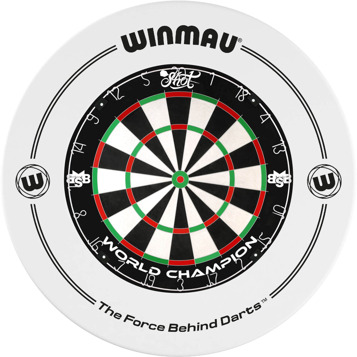 Surrounds &amp; Dartboards - Winmau - Printed Dartboard Surround &amp; Dartboard Bundle - Choose Your Board White / Shot - Michael Smith