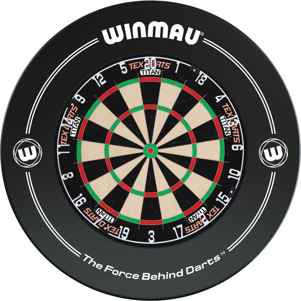 Surrounds &amp; Dartboards - Winmau - Printed Dartboard Surround &amp; Dartboard Bundle - Choose Your Board Black / Tex Darts - Titan