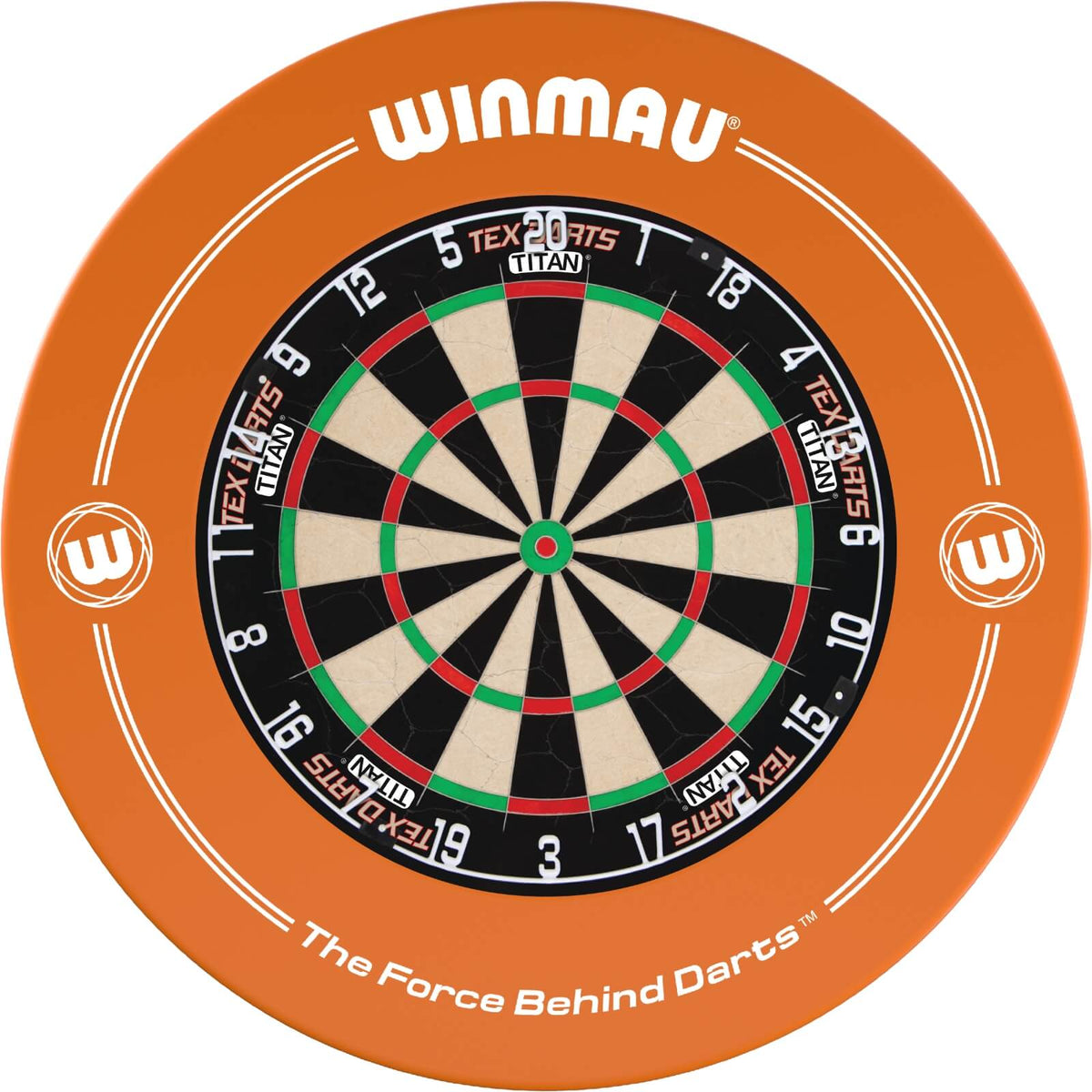 Surrounds &amp; Dartboards - Winmau - Printed Dartboard Surround &amp; Dartboard Bundle - Choose Your Board Orange / Tex Darts - Titan