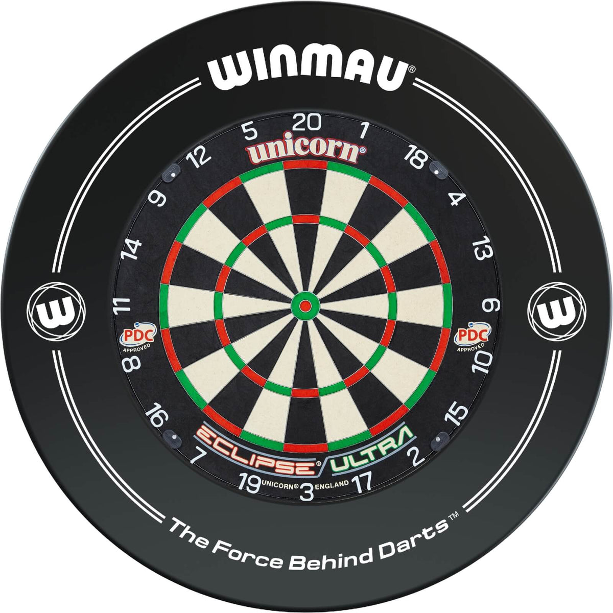 Surrounds &amp; Dartboards - Winmau - Printed Dartboard Surround &amp; Dartboard Bundle - Choose Your Board Black / Unicorn - Eclipse Ultra