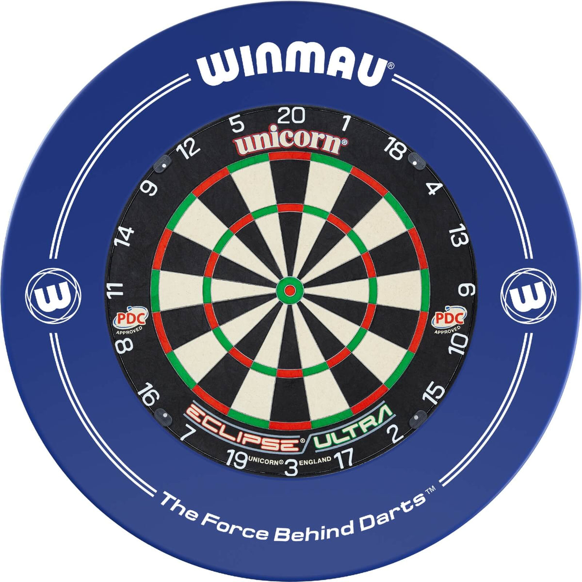Surrounds &amp; Dartboards - Winmau - Printed Dartboard Surround &amp; Dartboard Bundle - Choose Your Board Blue / Unicorn - Eclipse Ultra