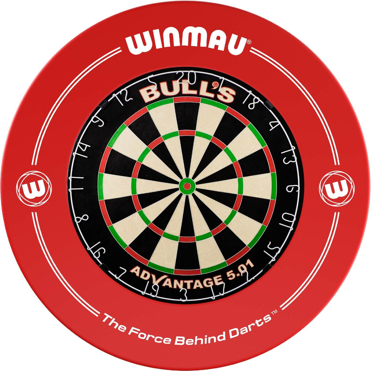 Surrounds &amp; Dartboards - Winmau - Printed Dartboard Surround &amp; Dartboard Bundle - Choose Your Board Red / Bulls NL - Advantage 501