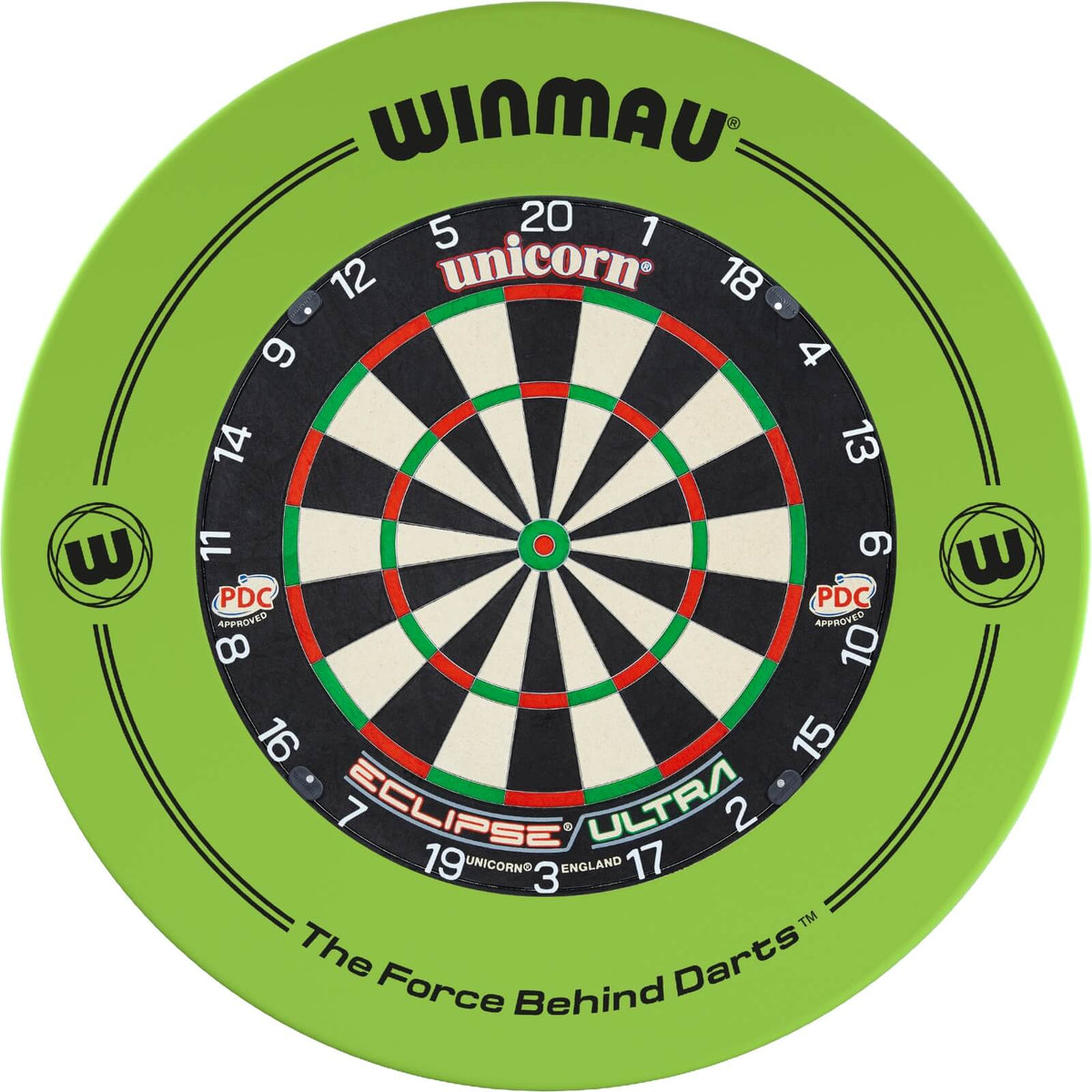Surrounds &amp; Dartboards - Winmau - Printed Dartboard Surround &amp; Dartboard Bundle - Choose Your Board Green / Unicorn - Eclipse Ultra