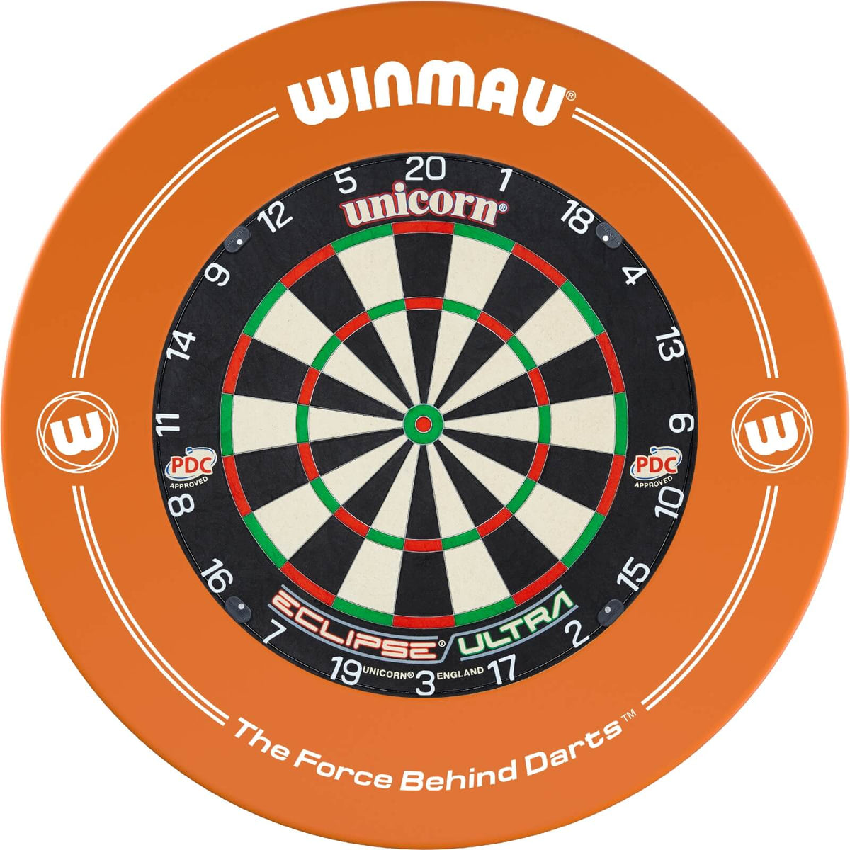 Surrounds &amp; Dartboards - Winmau - Printed Dartboard Surround &amp; Dartboard Bundle - Choose Your Board Orange / Unicorn - Eclipse Ultra