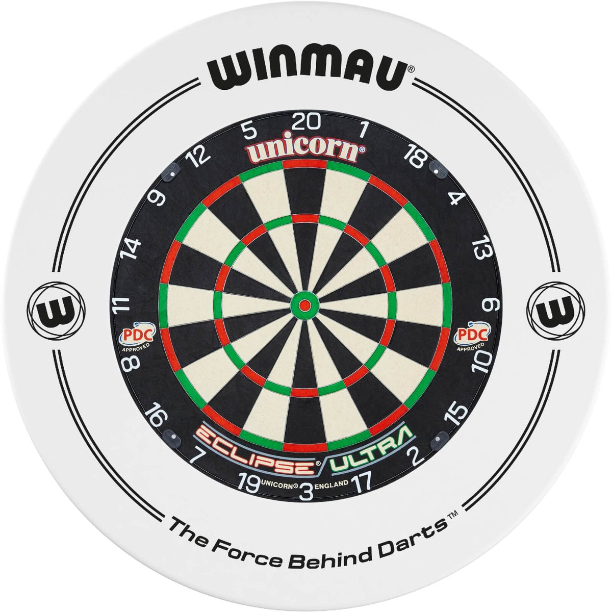 Surrounds &amp; Dartboards - Winmau - Printed Dartboard Surround &amp; Dartboard Bundle - Choose Your Board White / Unicorn - Eclipse Ultra
