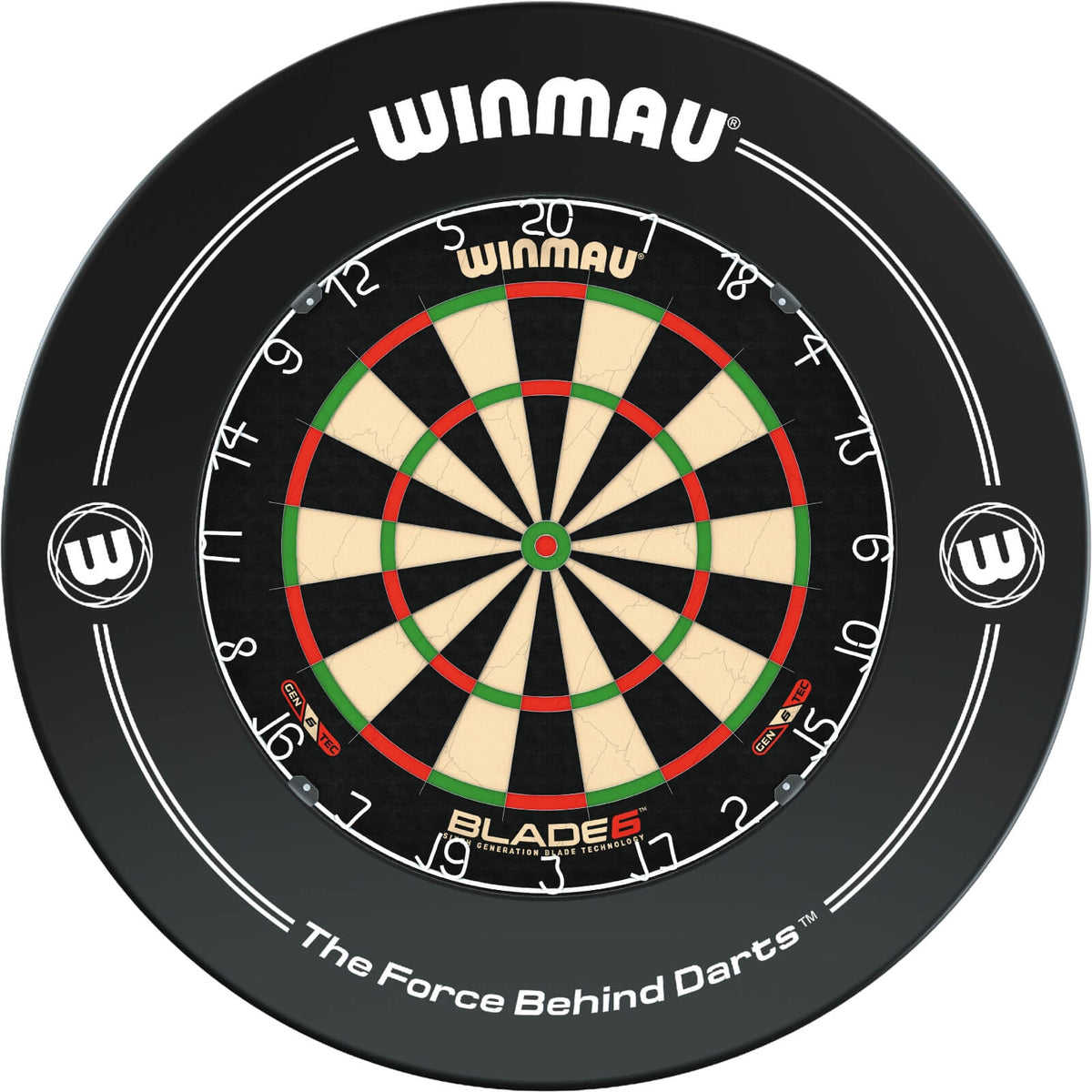 Surrounds &amp; Dartboards - Winmau - Printed Dartboard Surround &amp; Dartboard Bundle - Choose Your Board Black / Winmau - Blade 6