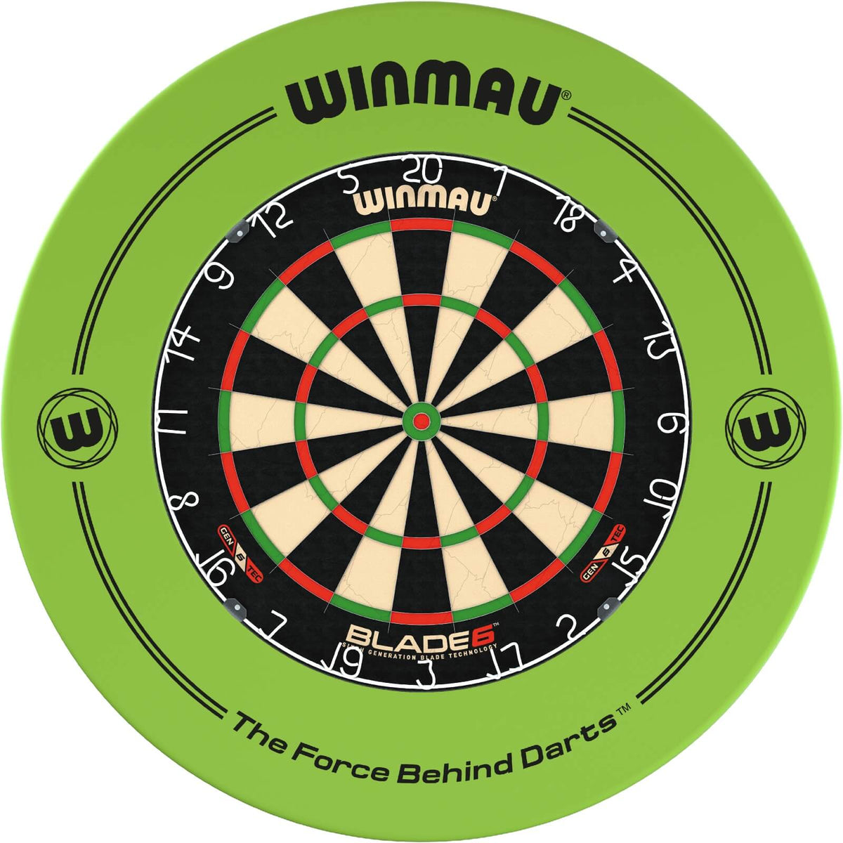 Surrounds &amp; Dartboards - Winmau - Printed Dartboard Surround &amp; Dartboard Bundle - Choose Your Board Green / Winmau - Blade 6