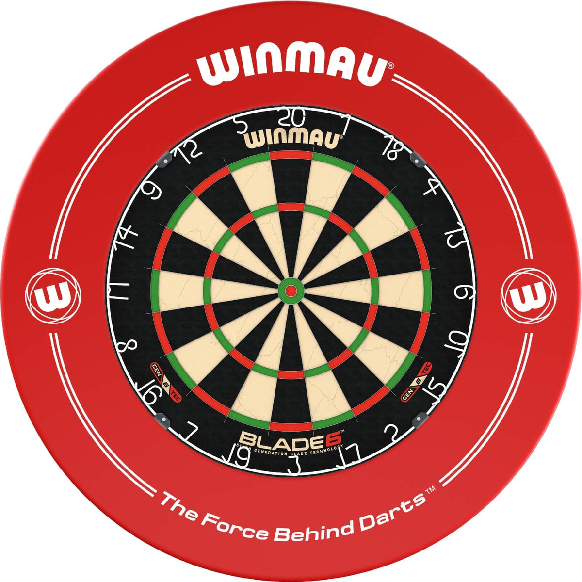 Surrounds &amp; Dartboards - Winmau - Printed Dartboard Surround &amp; Dartboard Bundle - Choose Your Board Red / Winmau - Blade 6