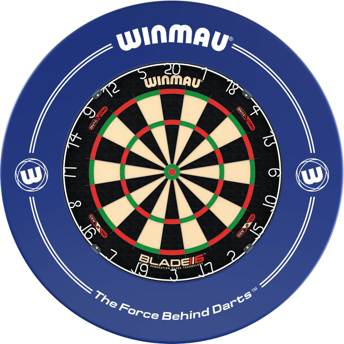 Surrounds &amp; Dartboards - Winmau - Printed Dartboard Surround &amp; Dartboard Bundle - Choose Your Board Blue / Winmau - Blade 6 Dual Core