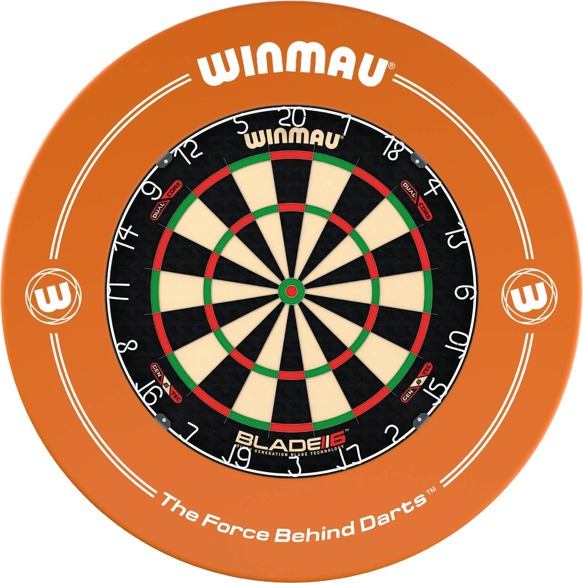 Surrounds &amp; Dartboards - Winmau - Printed Dartboard Surround &amp; Dartboard Bundle - Choose Your Board Orange / Winmau - Blade 6 Dual Core