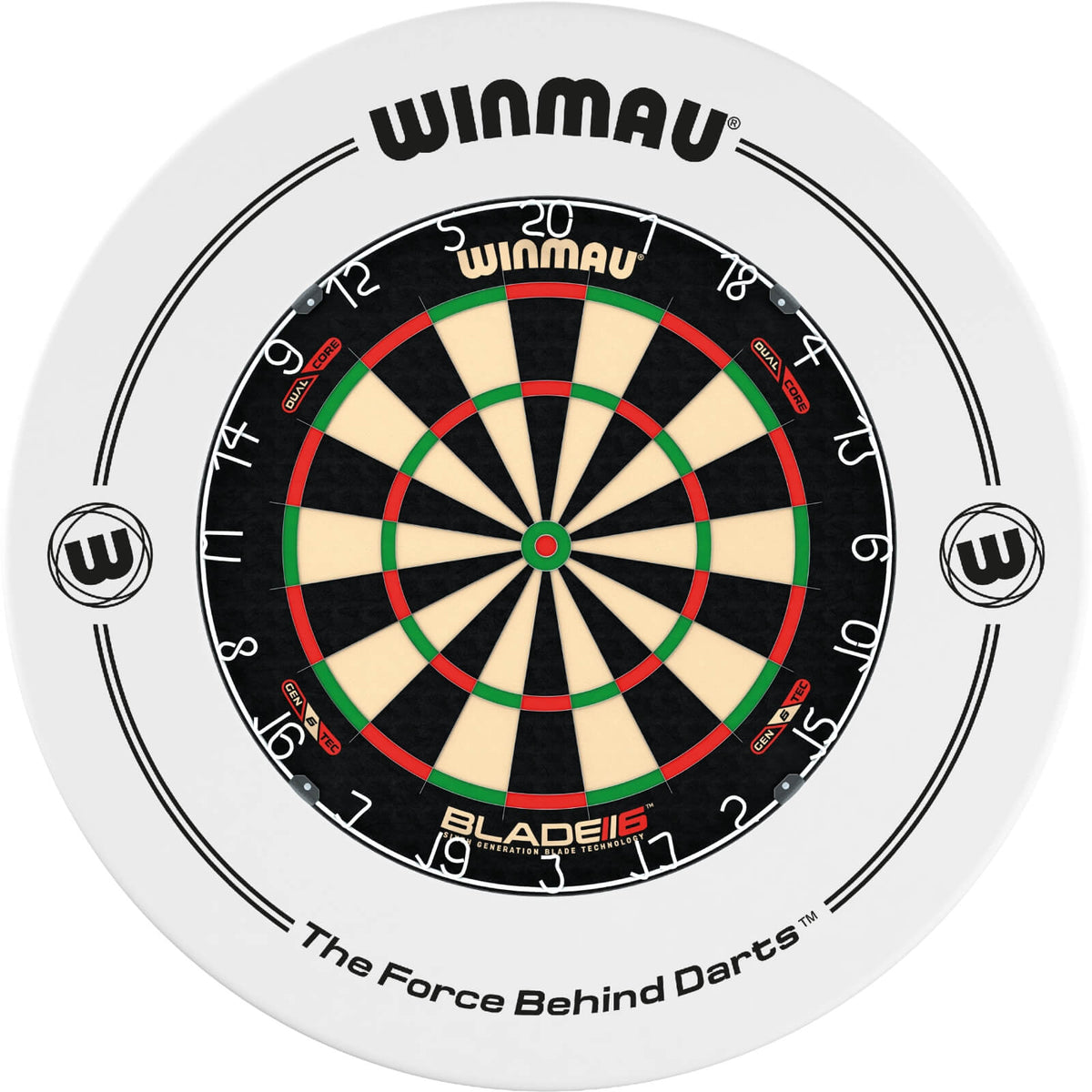 Surrounds &amp; Dartboards - Winmau - Printed Dartboard Surround &amp; Dartboard Bundle - Choose Your Board White / Winmau - Blade 6 Dual Core