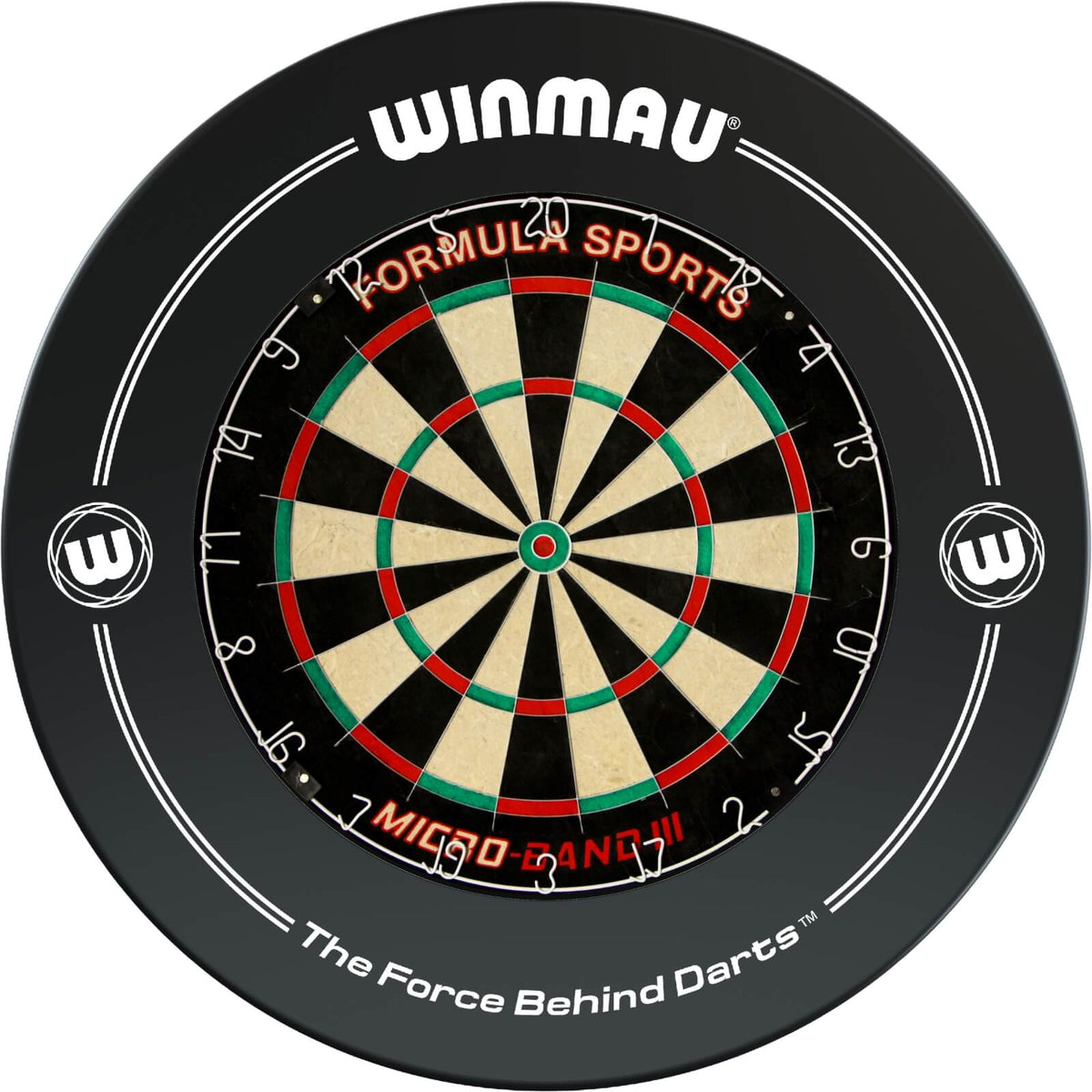 Surrounds &amp; Dartboards - Winmau - Printed Dartboard Surround &amp; Dartboard Bundle - Choose Your Board Black / Formula Sports - Micro Band 3