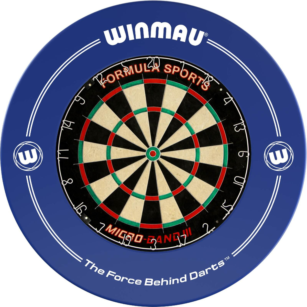 Surrounds &amp; Dartboards - Winmau - Printed Dartboard Surround &amp; Dartboard Bundle - Choose Your Board Blue / Formula Sports - Micro Band 3