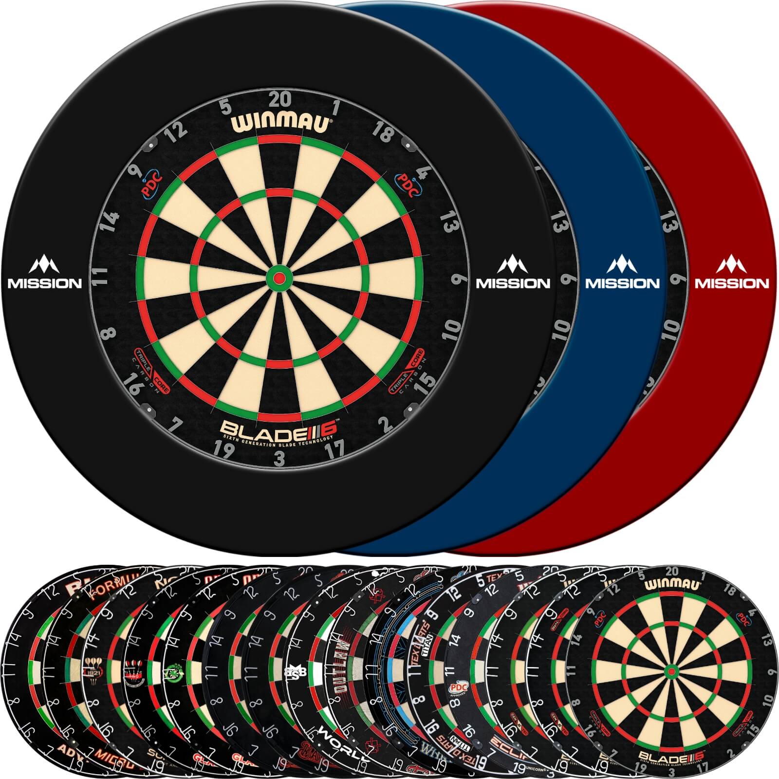 Surrounds & Dartboards - Mission - Printed Dartboard Surround & Dartboard Bundle - Choose Your Board 